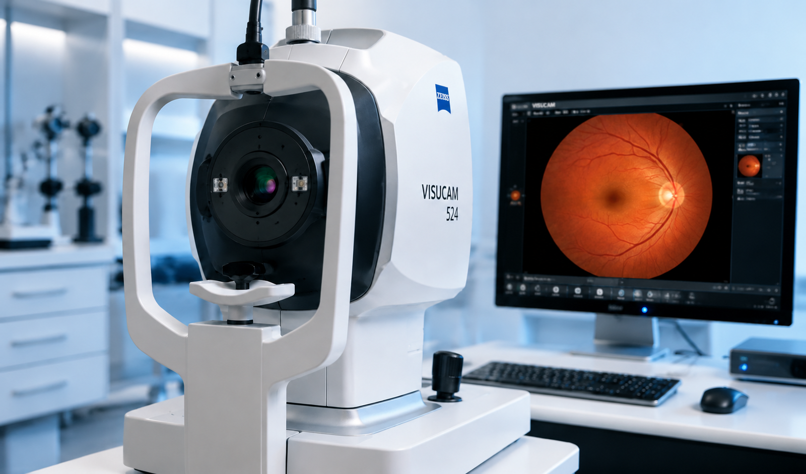 Professional eye testing and diagnostic machine in the clinic